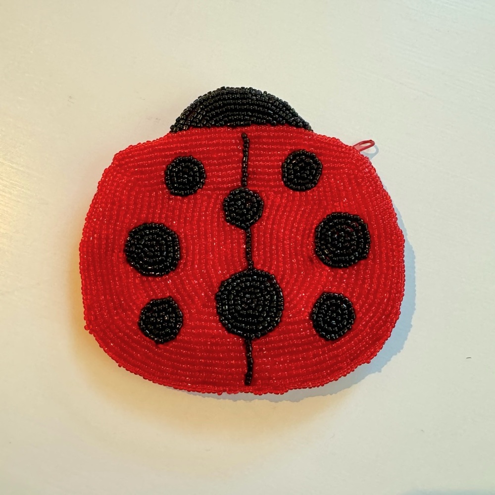 VINTAGE Ladybug Beaded Coin Purse🐞✨
